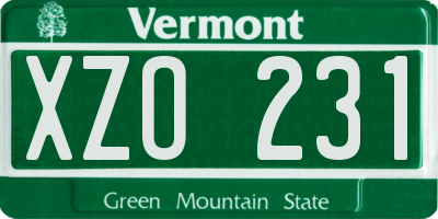 VT license plate XZO231