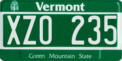 VT license plate XZO235