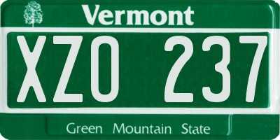 VT license plate XZO237
