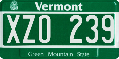 VT license plate XZO239