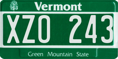 VT license plate XZO243