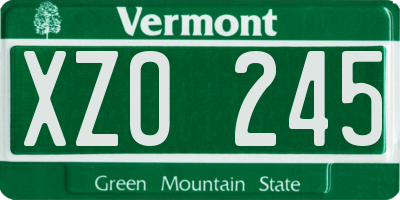 VT license plate XZO245