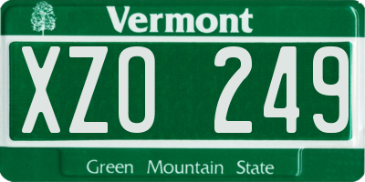 VT license plate XZO249