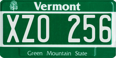 VT license plate XZO256