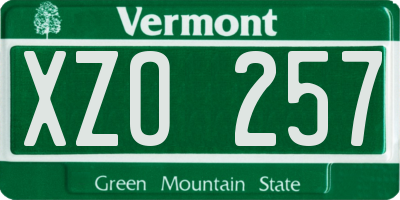 VT license plate XZO257
