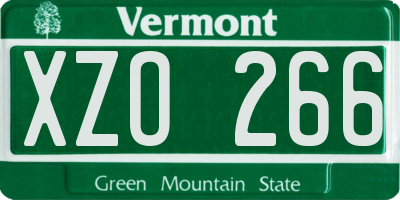 VT license plate XZO266