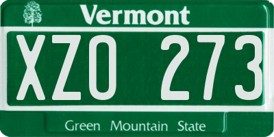 VT license plate XZO273