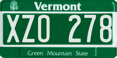 VT license plate XZO278