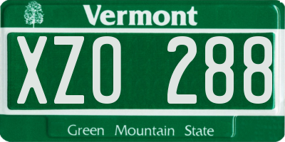 VT license plate XZO288