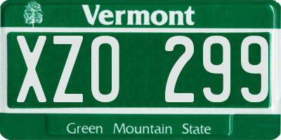VT license plate XZO299