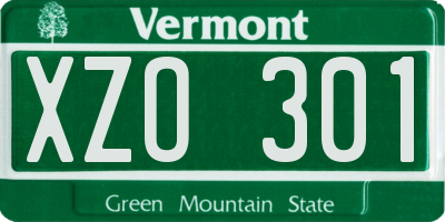 VT license plate XZO301