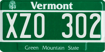 VT license plate XZO302