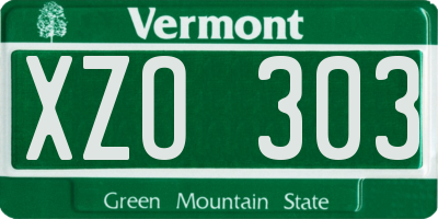 VT license plate XZO303
