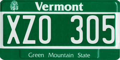 VT license plate XZO305