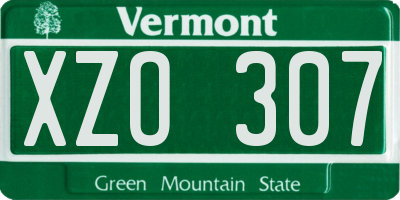 VT license plate XZO307