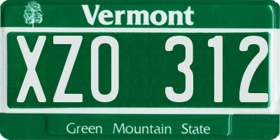 VT license plate XZO312