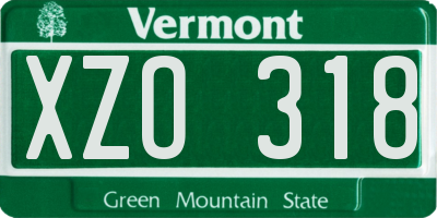 VT license plate XZO318