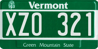 VT license plate XZO321