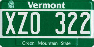 VT license plate XZO322