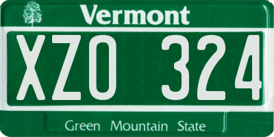 VT license plate XZO324