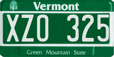 VT license plate XZO325