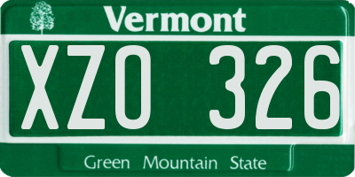 VT license plate XZO326