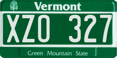 VT license plate XZO327