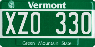 VT license plate XZO330