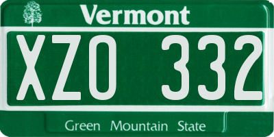 VT license plate XZO332