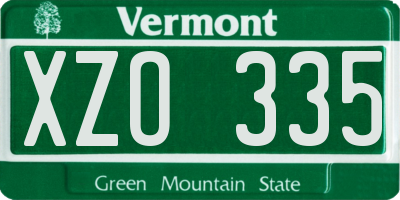 VT license plate XZO335