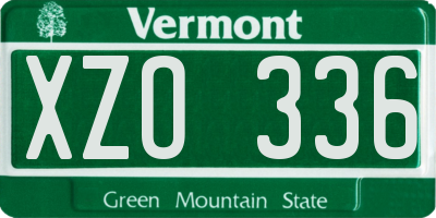 VT license plate XZO336