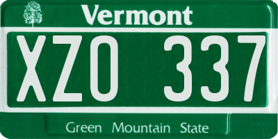 VT license plate XZO337
