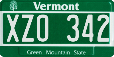 VT license plate XZO342