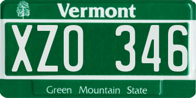 VT license plate XZO346