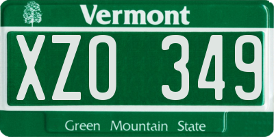 VT license plate XZO349