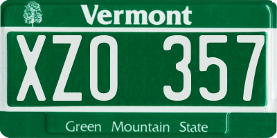 VT license plate XZO357