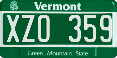 VT license plate XZO359