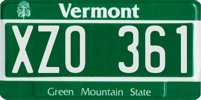 VT license plate XZO361