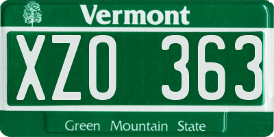 VT license plate XZO363
