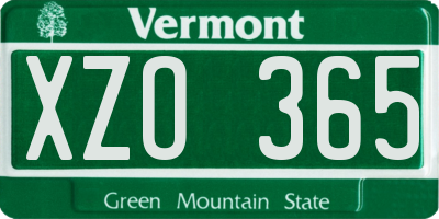 VT license plate XZO365