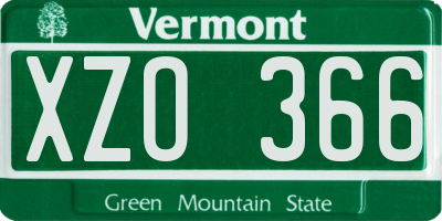 VT license plate XZO366
