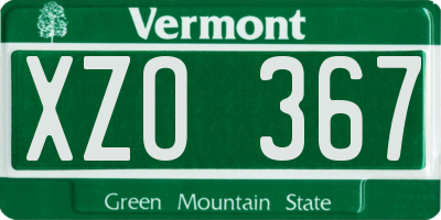 VT license plate XZO367