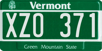 VT license plate XZO371