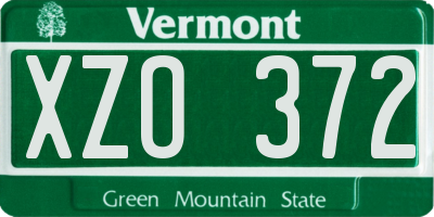 VT license plate XZO372
