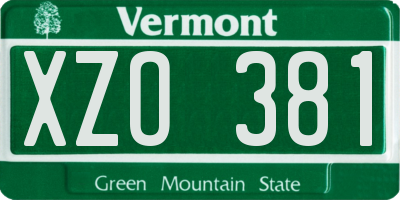 VT license plate XZO381