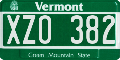 VT license plate XZO382