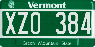 VT license plate XZO384