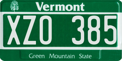 VT license plate XZO385