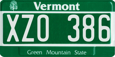VT license plate XZO386