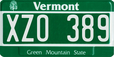 VT license plate XZO389